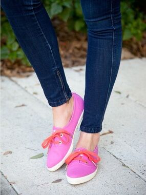 Kate Spade x Keds Pink Coral Pointed Toe Sneakers Sz 8.5